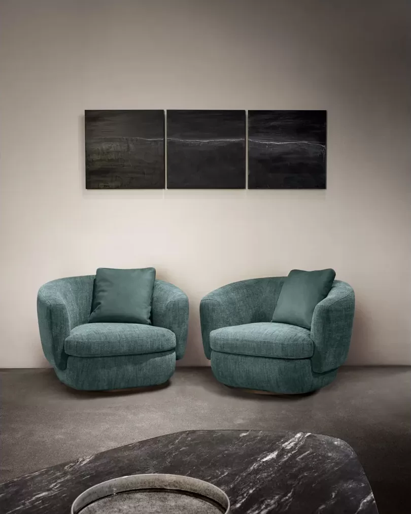 Gabrielle Swivel Armchair, Cantori armchair made in Italy