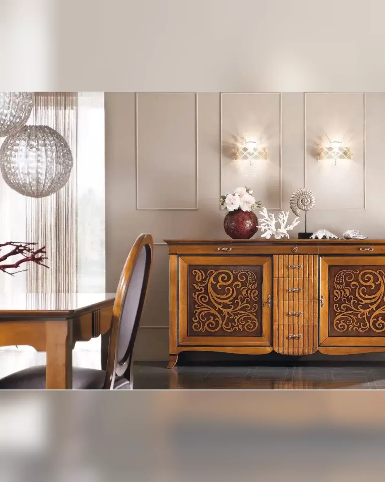 New Deco Sideboard with Natural Bicolor Panels by Francesco Pasi, luxury classic furniture