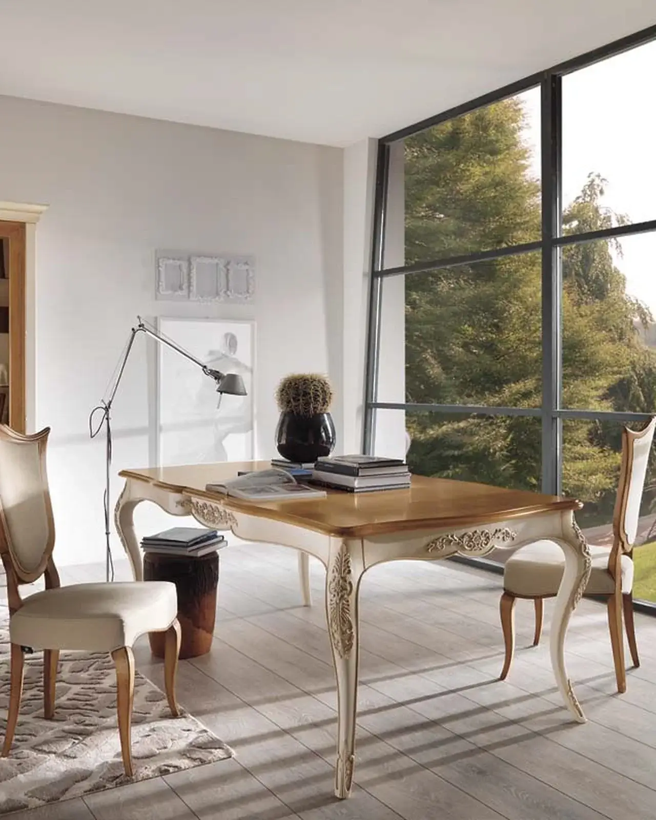 New Deco Hand-Carved Extending Table, Rectangular, New Deco dining table by Francesco Pasi