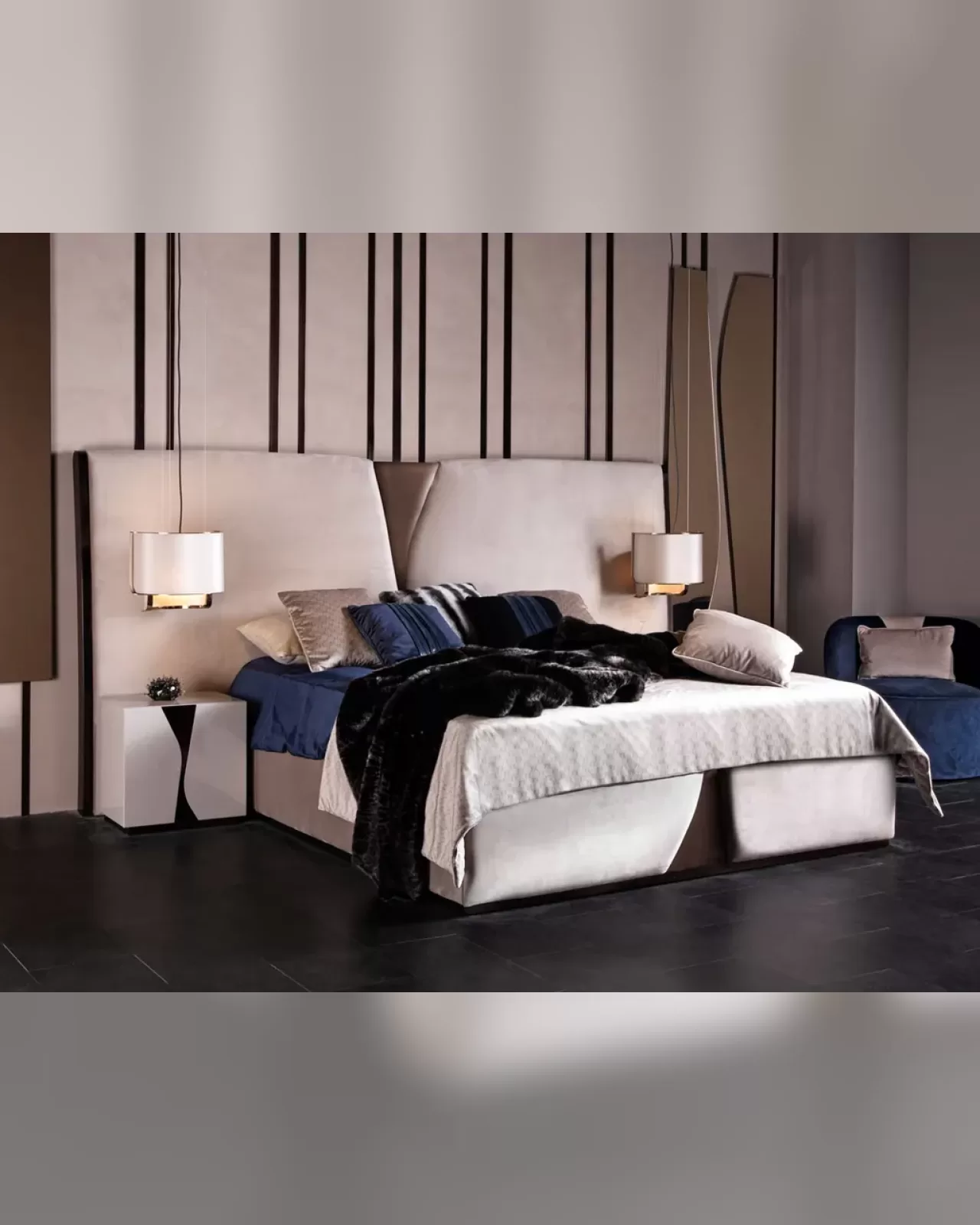 Krypton Bed, modern upholstered bed from Epoque Exence