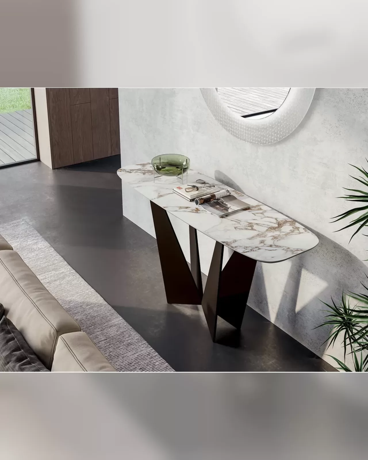 Eiffel Console by Dall'Agnese, modern console table on a sculptural black metal base