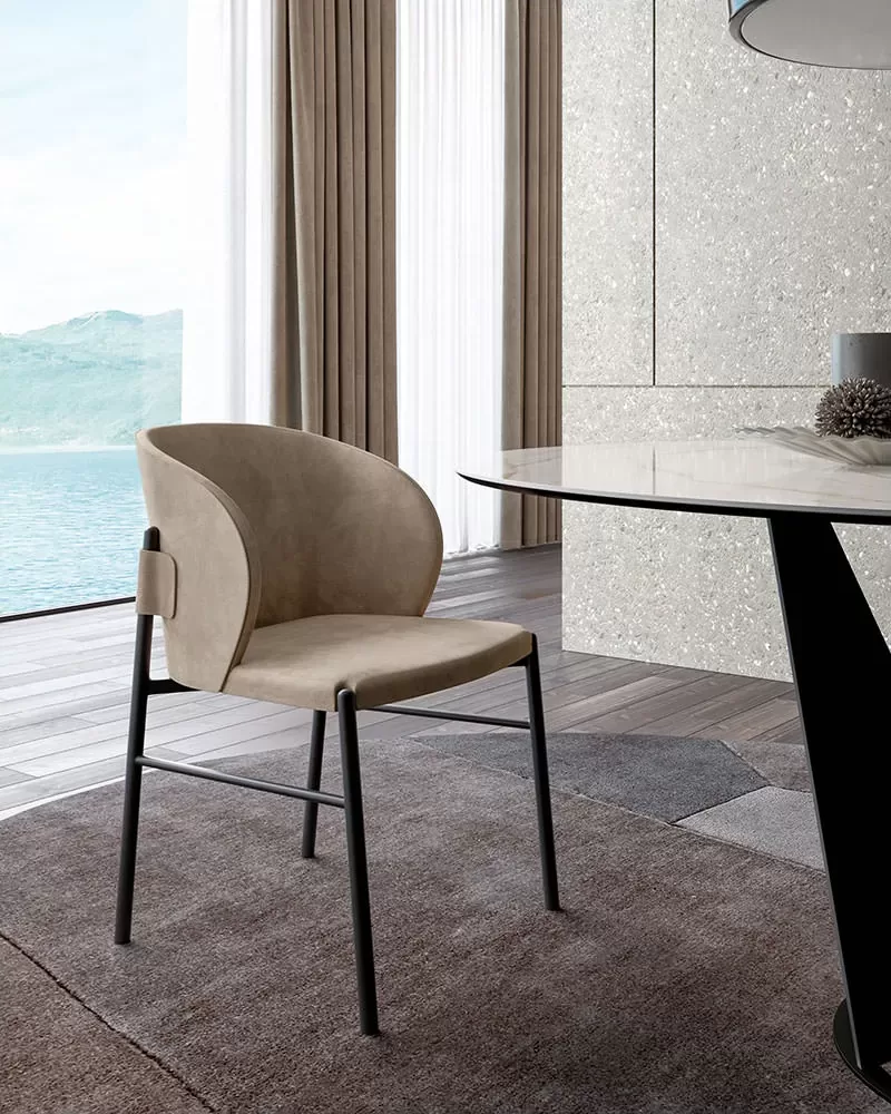 Supernova Dining Chair by Dall'Agnese, modern dining chair on a black metal base