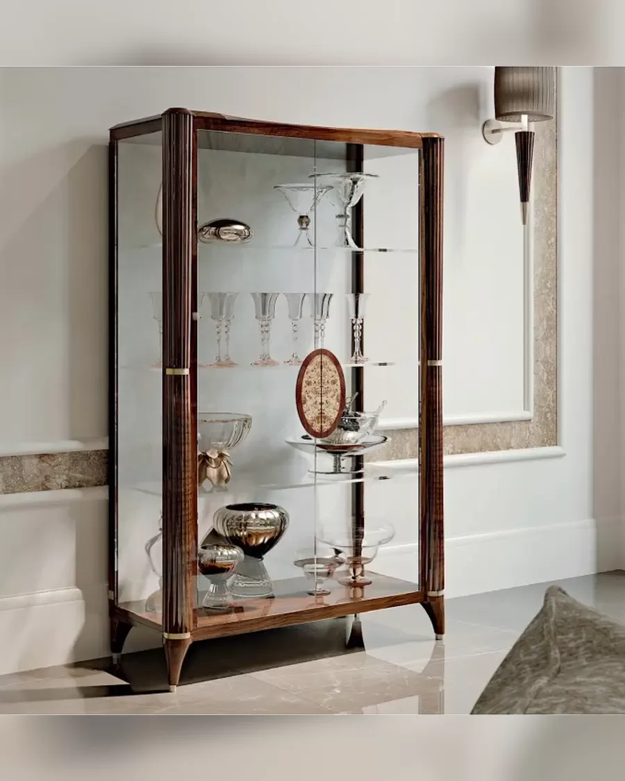 Ellipse Two-Door Glass Cabinet by Francesco Pasi, modern dining room furniture in lacquer