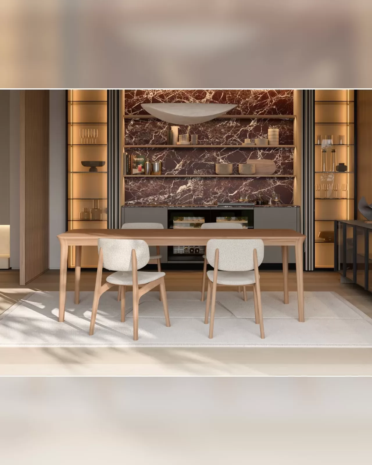 Smooth Dining Table by Dall'Agnese, wood dining table on solid wood legs