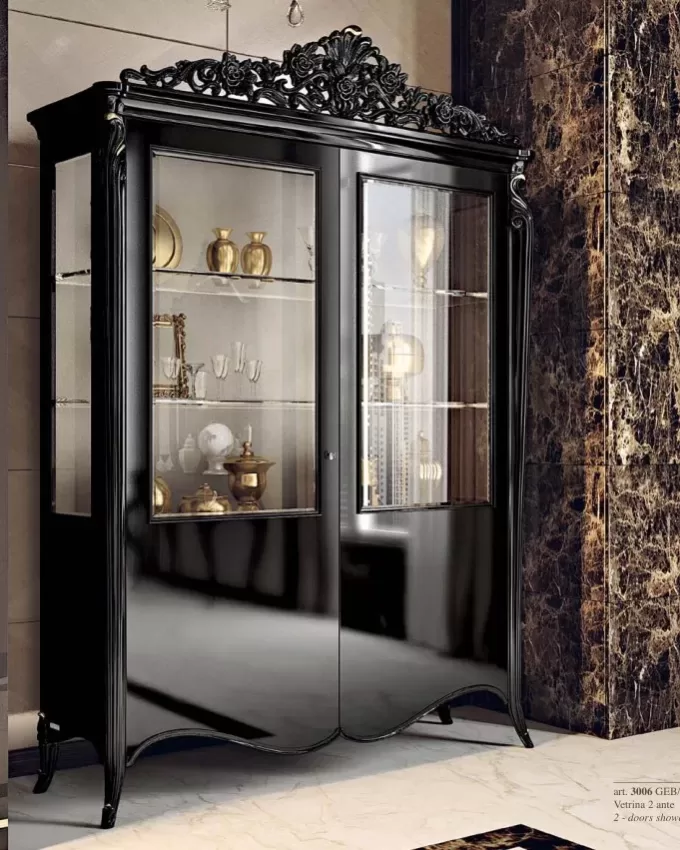 Opera Shaped Silver Cabinet, Flat Doors, 2 Doors by Francesco Pasi, Opera classic living room