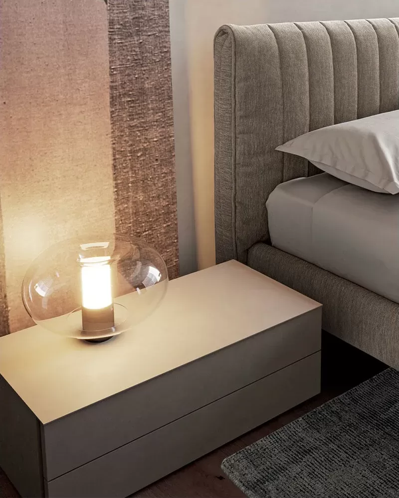 Lama Nightstand, Italian bedside table for a luxury bedroom, made in Italy