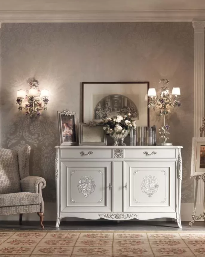 Gran Guardia Sideboard, 2 Doors by Francesco Pasi, credenza carved by hand