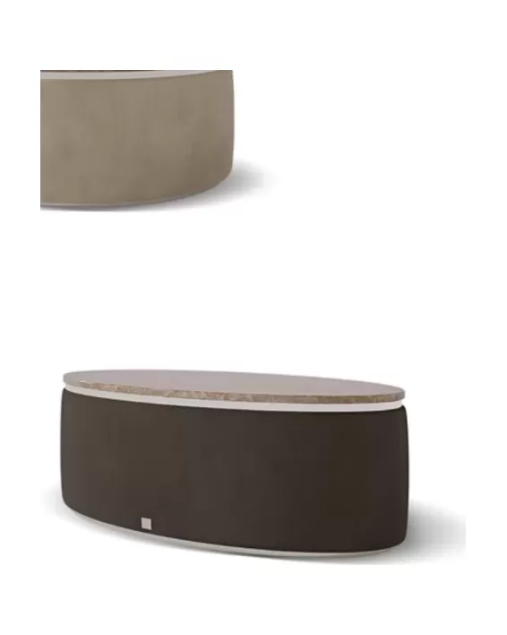 Icon Upholstered Oval Coffee Table by Francesco Pasi, to pair with a velvet couch