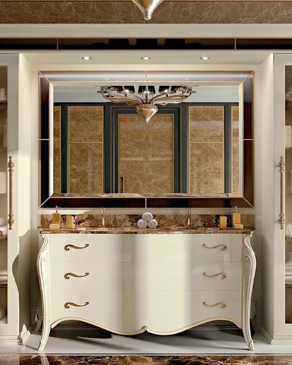 Opera Double Bathroom Cabinet by Francesco Pasi, Italian sideboard below a mirror