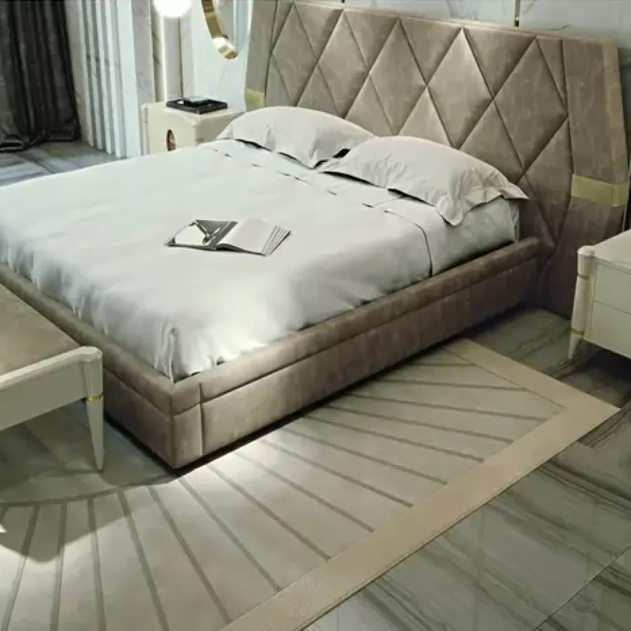 Ellipse Bed with Quilted Headboard by Francesco Pasi, Italian furniture for the bedroom