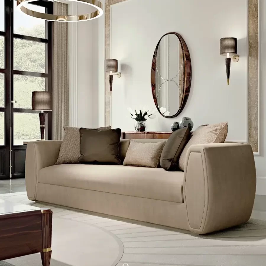 Ellipse Sofa with Rounded Arms by Francesco Pasi, leather sofa, 210 or 285 cm wide