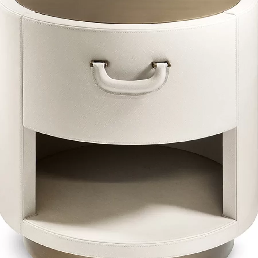 Valentino Bedside Table by Cantori, nightstand, made to order in Italy, 52 cm wide