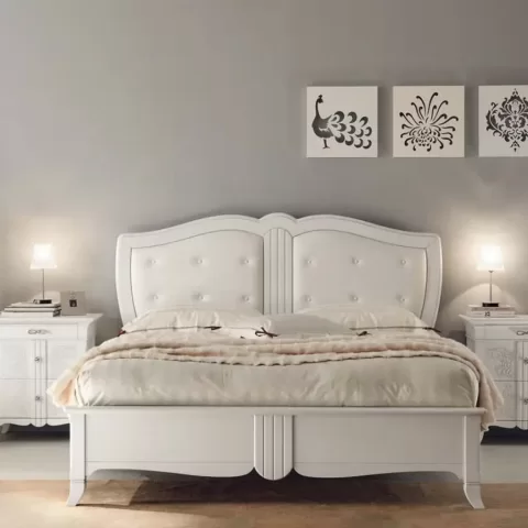 New Deco Bed with Buttoned Leather Headboard