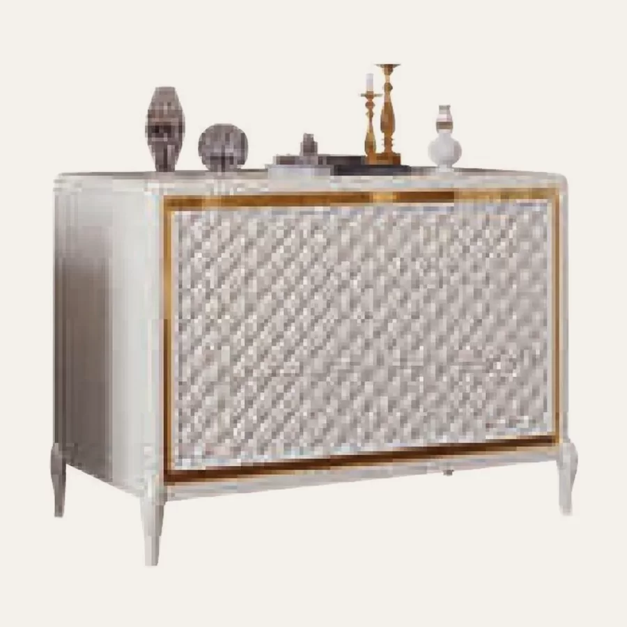 Ocean Chest of Drawers, Hand-quilted rhombus-pattern facade by Francesco Pasi, dresser, 142 cm wide