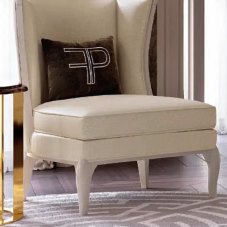 Ocean Armchair, Smooth legs by Francesco Pasi, luxury armchair, 75 cm wide