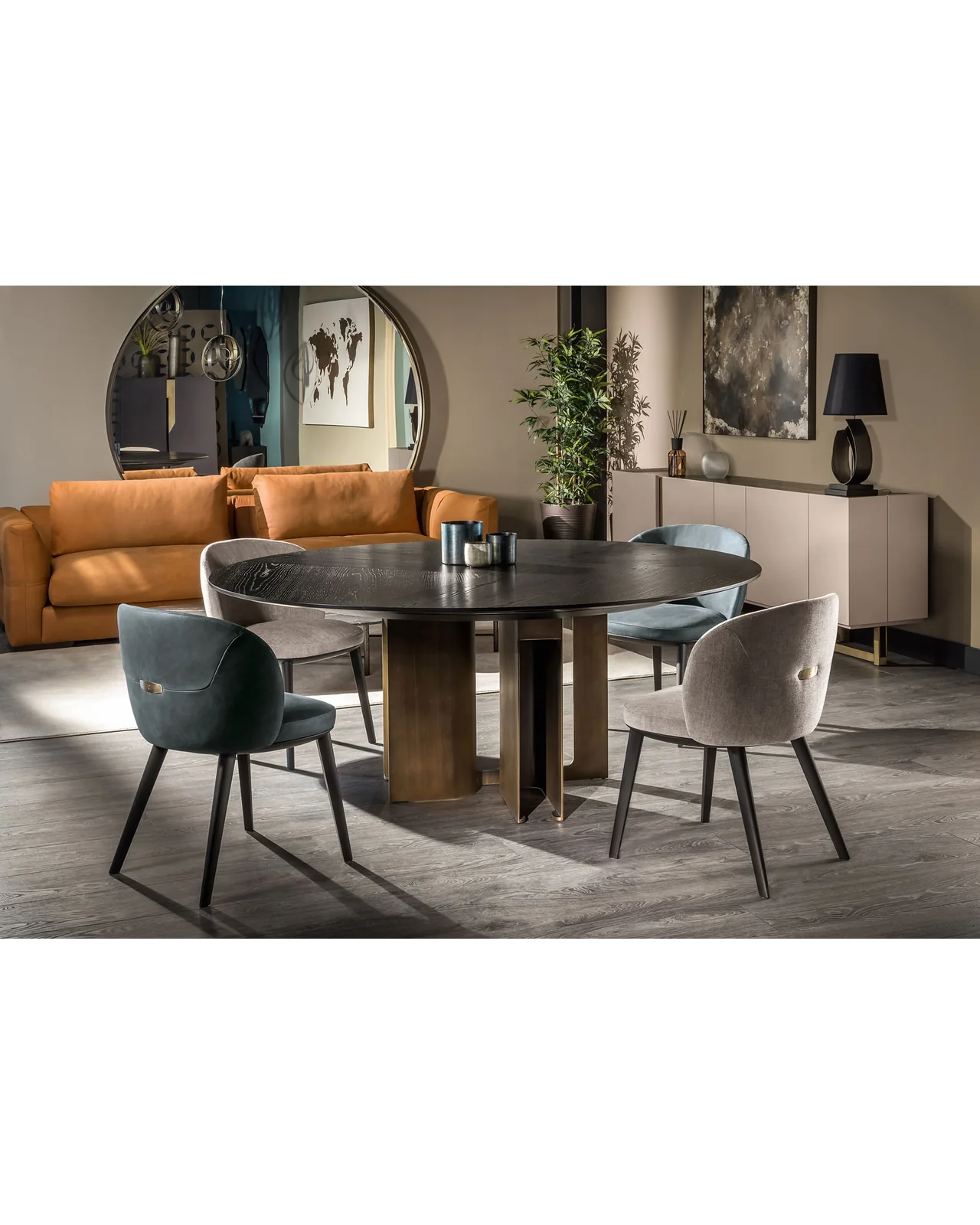 Mirage Round dining table by Cantori, in an interior setting, photo 3 of 8