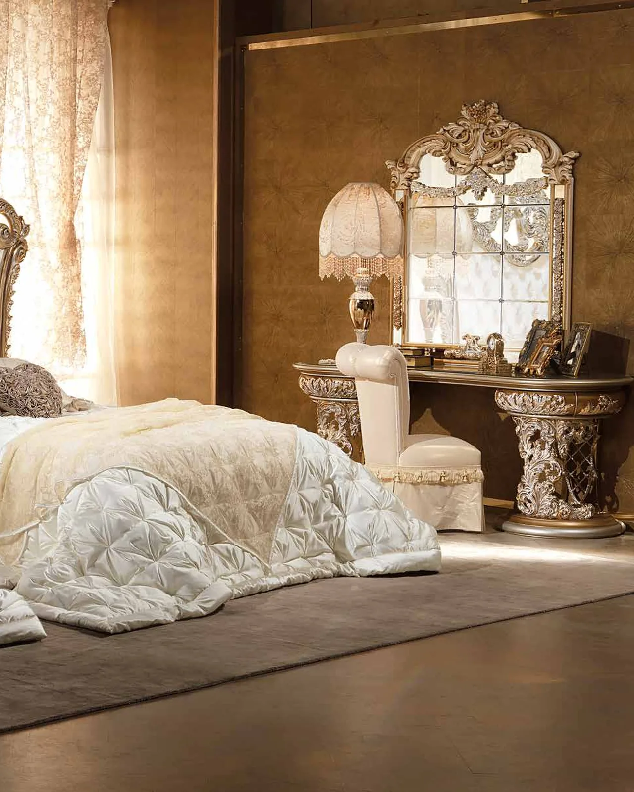 Aida Bedside Table N25002, Cappelletti Aida collection, classic Italian bedside table in a classic bedroom setting, photo 1 of 2
