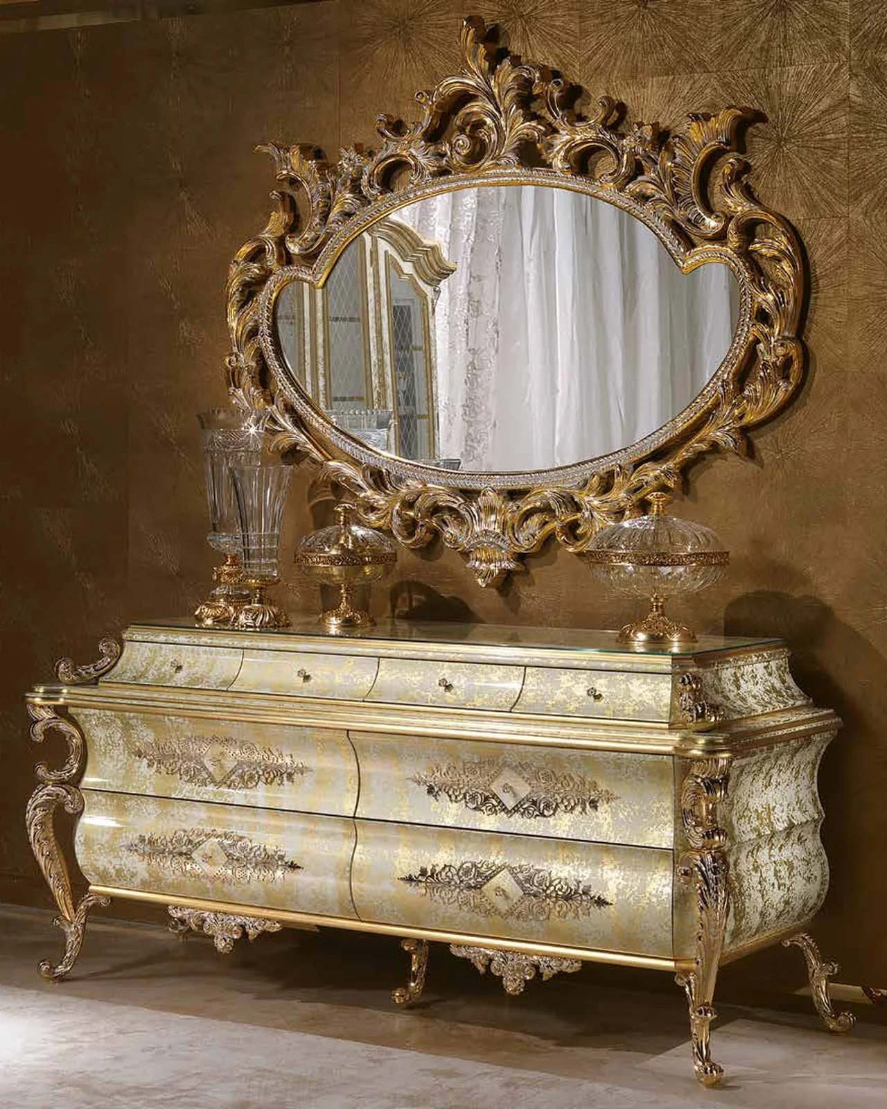 Aida Sideboard AD038, Cappelletti Aida collection, classic Italian sideboard in a classic dining room setting, photo 1 of 4