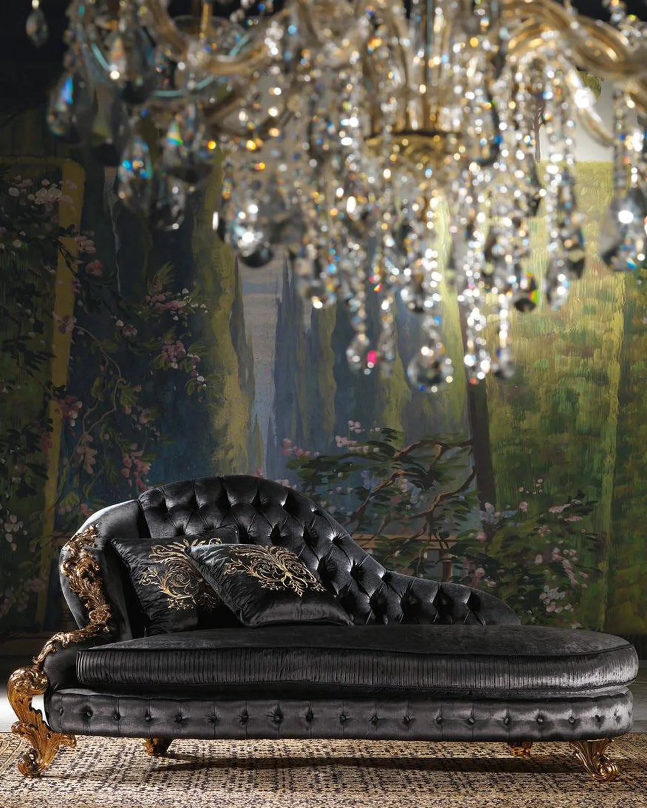 Royal Dormeuse RY176, Cappelletti Royal collection, classic Italian chaise longue product view, photo 1 of 2