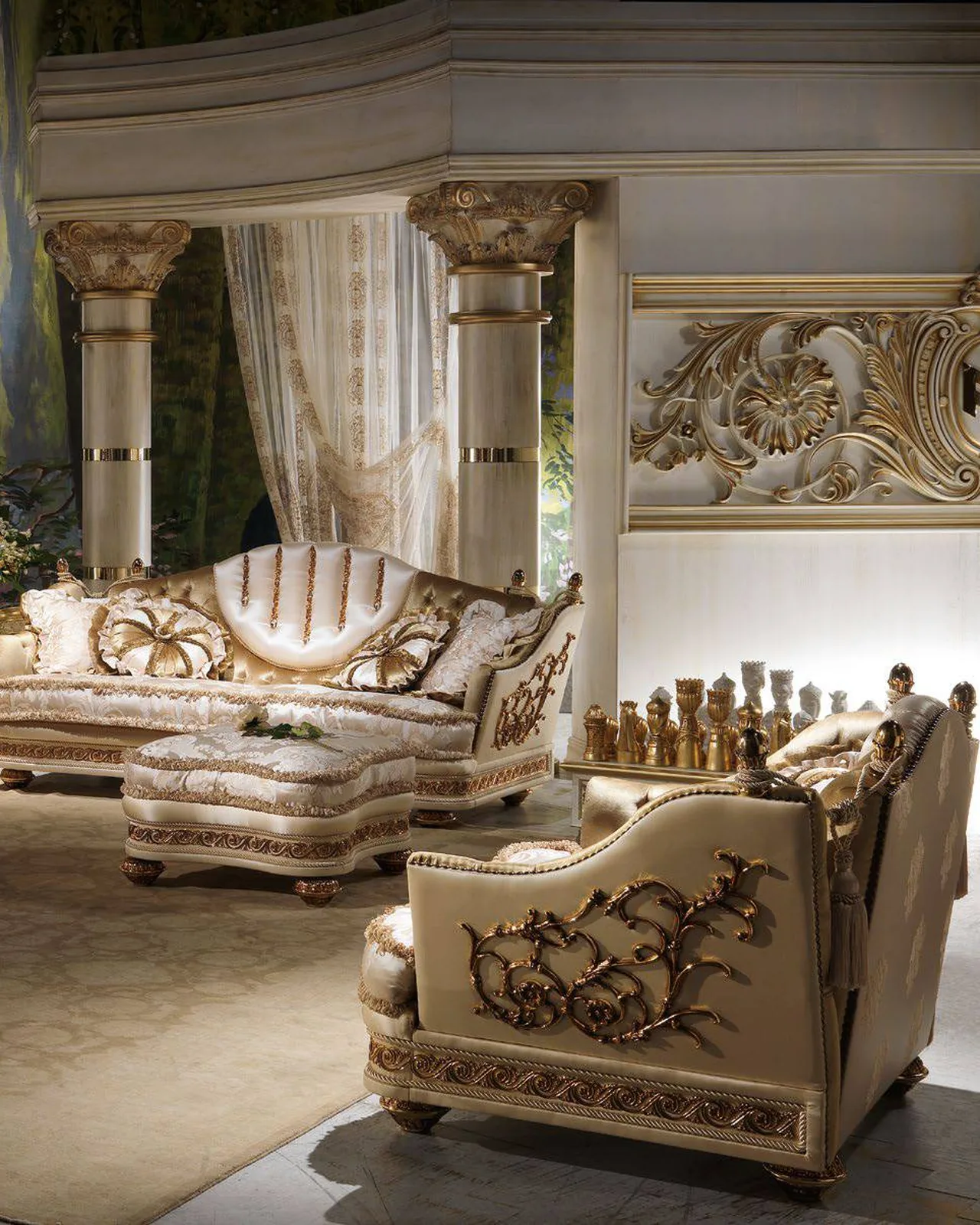 Royal Two-Seater Sofa RY072, Cappelletti Royal collection, classic Italian sofa in a classic living room setting, photo 1 of 2