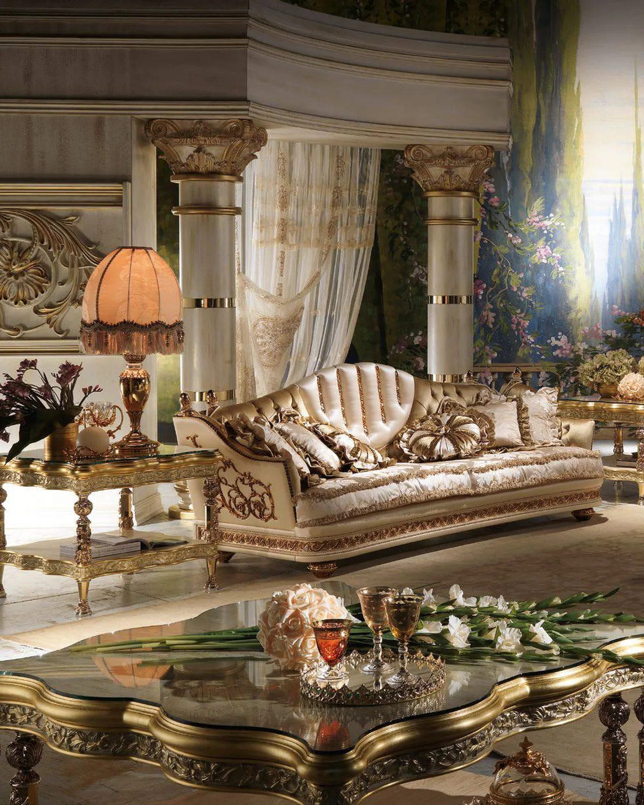 Royal Two-Seater Sofa RY072, Cappelletti Royal collection, classic Italian sofa in a classic living room setting, photo 2 of 2