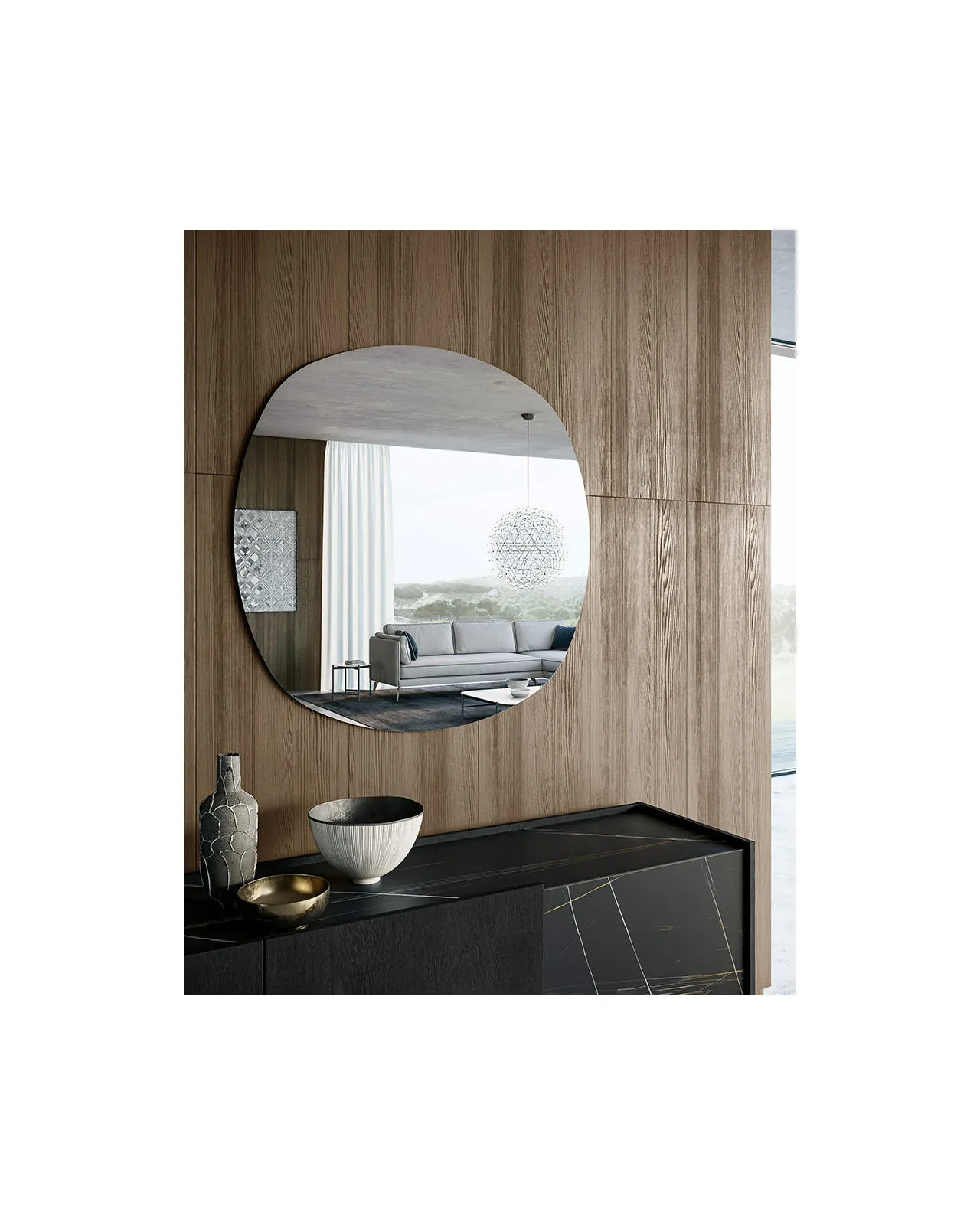 Specchio Radius di Dall'Agnese, ambientato, foto 2 di 2, catalogo Nobili Design