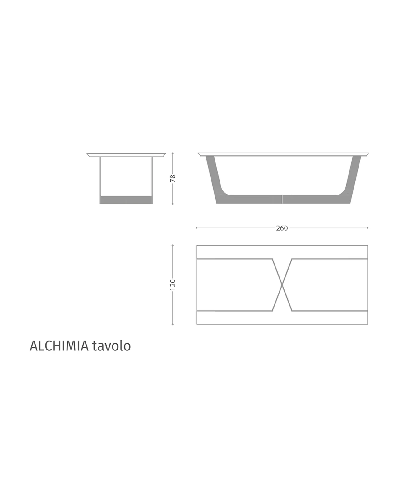 Alchimia Dining Table by Epoque, Exence collection, dining table technical drawing with dimensions, photo 4 of 4