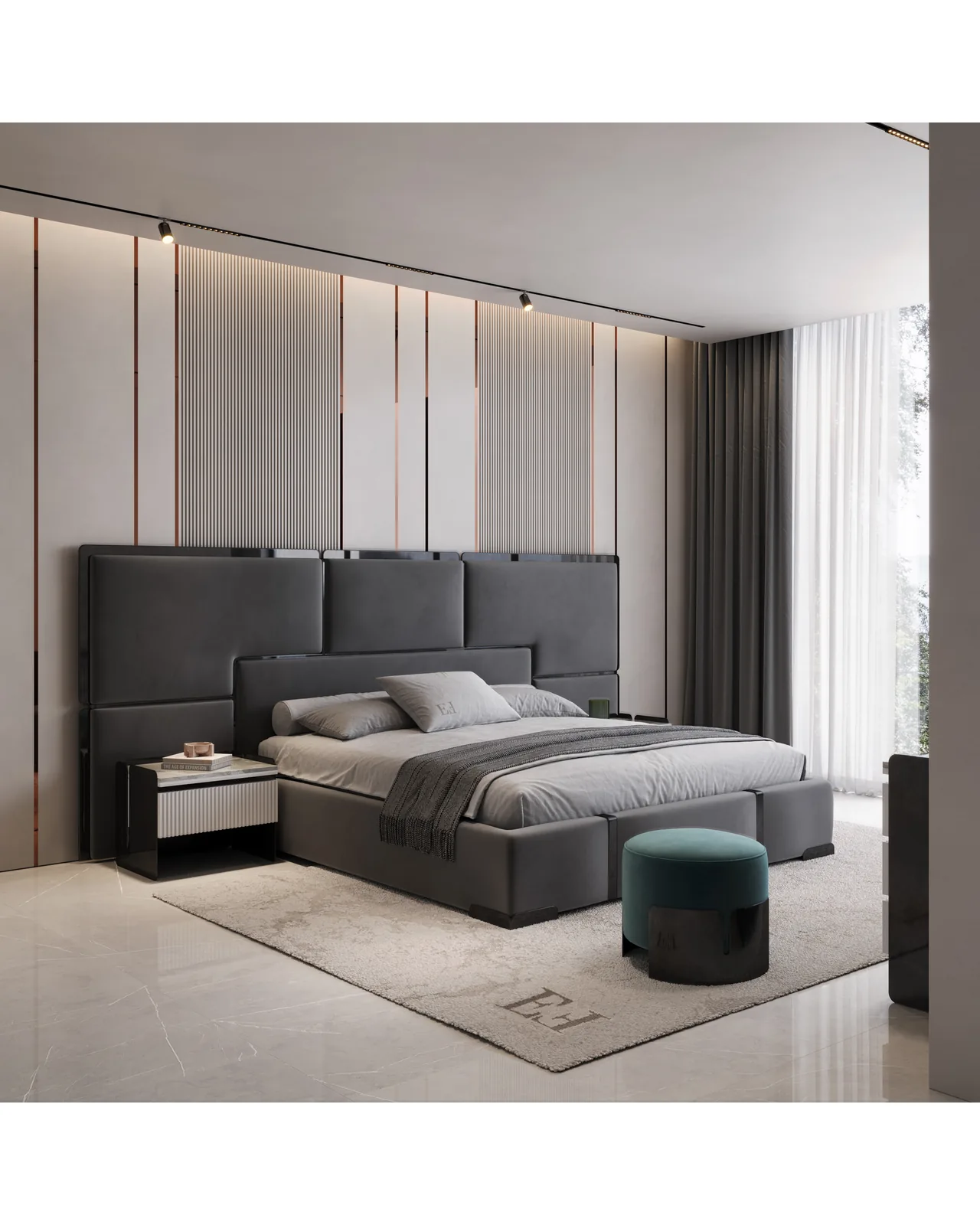 Morganite Bed by Epoque, in a bedroom setting, photo 4 of 5