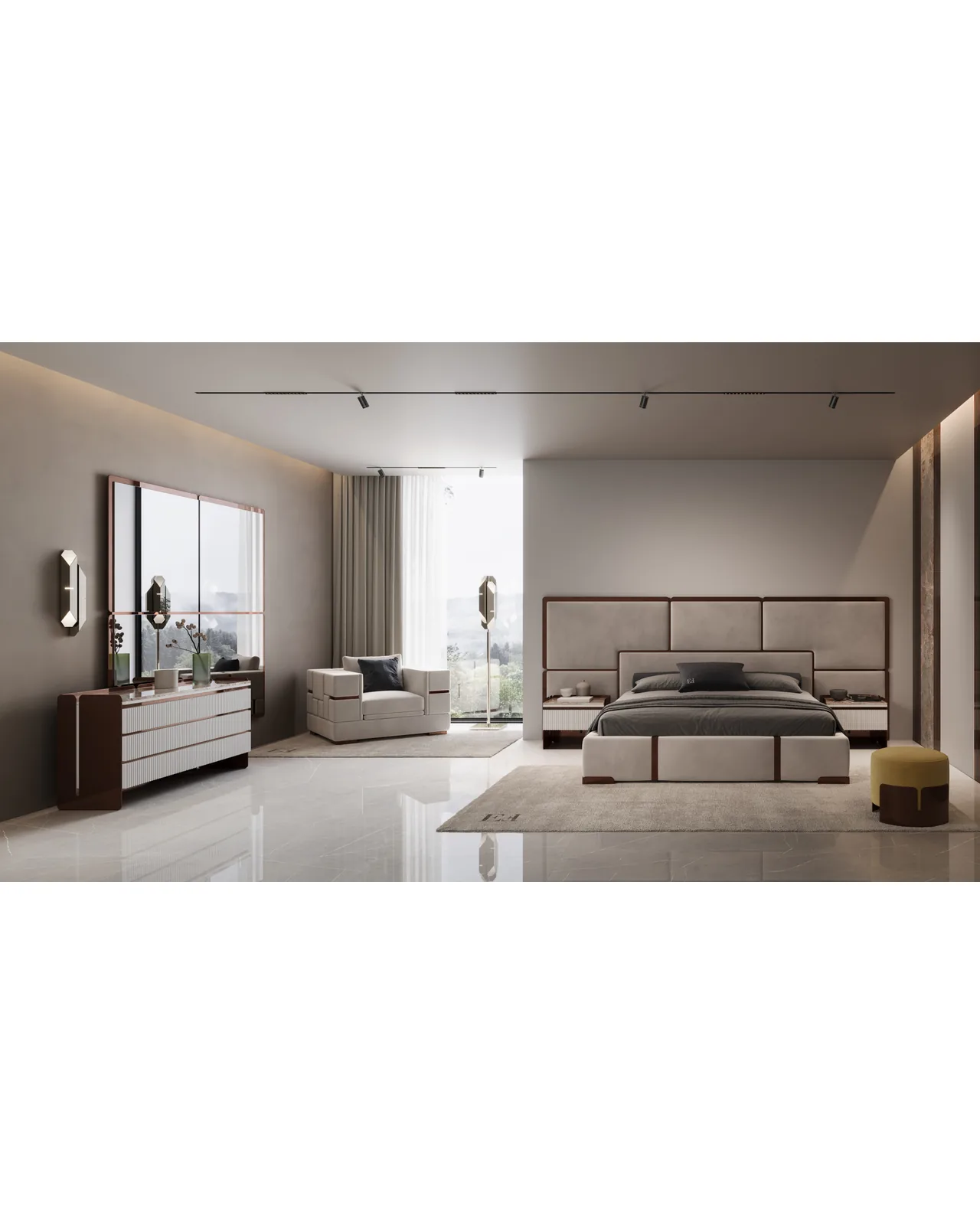 Morganite Pouf by Epoque, Exence Expanse collection, Italian pouf in a modern living room, photo 2 of 2
