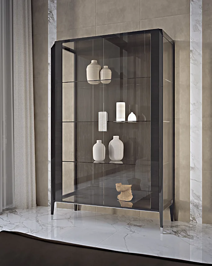 Icon Glass Cabinet, 2 Doors, with LED Lights by Francesco Pasi, Italian furniture manufacturer, with LED lighting