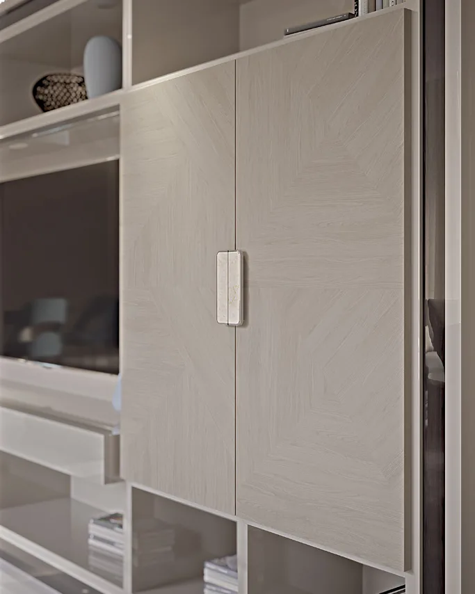 Icon Wall System with TV Opening, Medium, Living Room Furniture, in Canaletto walnut, contemporary style, by Francesco Pasi