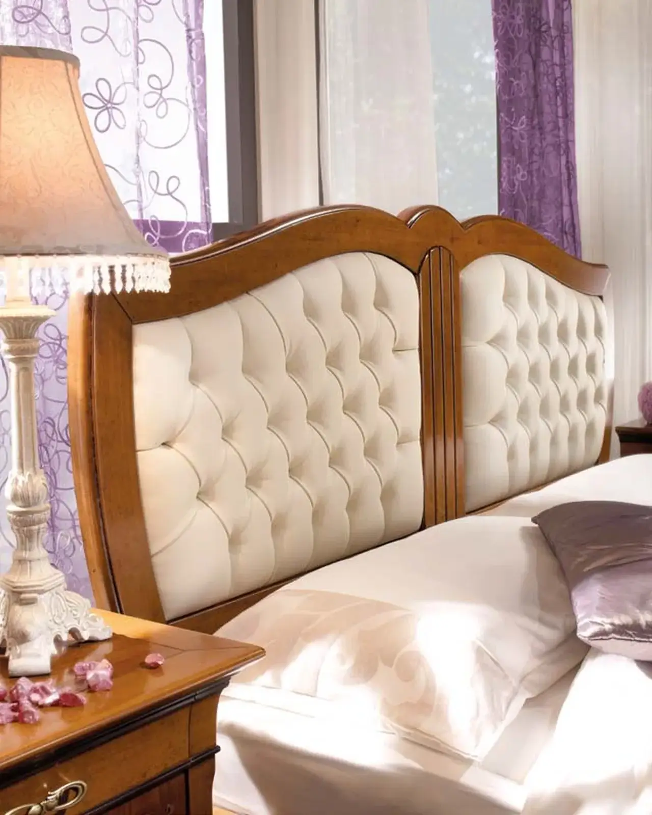 New Deco Bed with Leather Headboard by Francesco Pasi, Italian art deco furniture for the bedroom