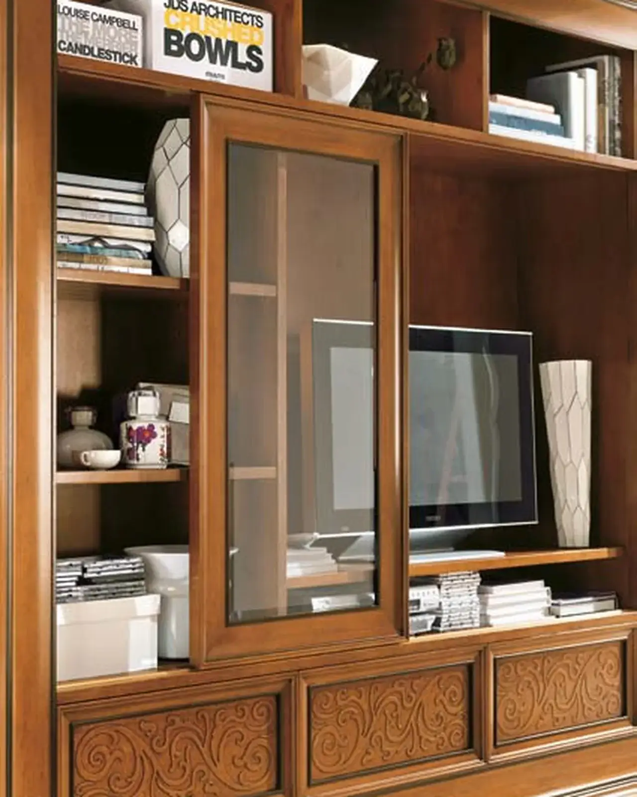 New Deco Wall Unit, Sliding Lattice Doors by Francesco Pasi, Italian art deco furniture for the living room