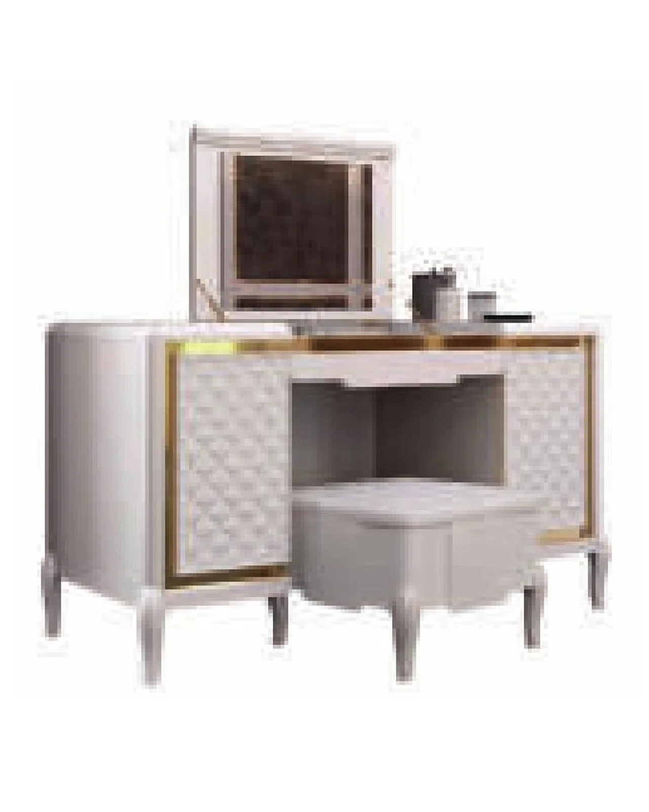 Ocean Vanity Table, Hand-quilted rhombus-pattern facade by Francesco Pasi, modern Italian bedroom set