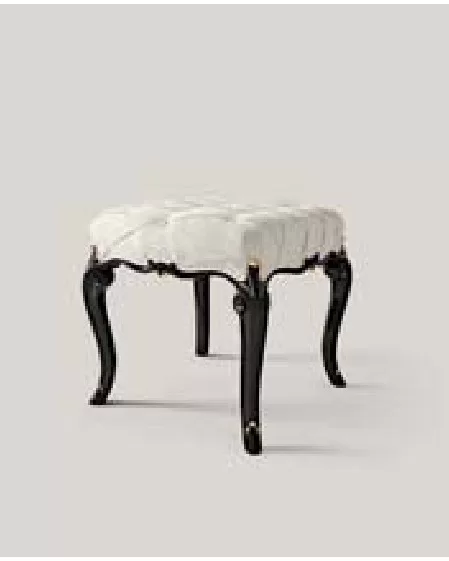 Opera Square Pouf, Tailored Upholstery by Francesco Pasi, Opera bedroom set, Veneto carved furniture