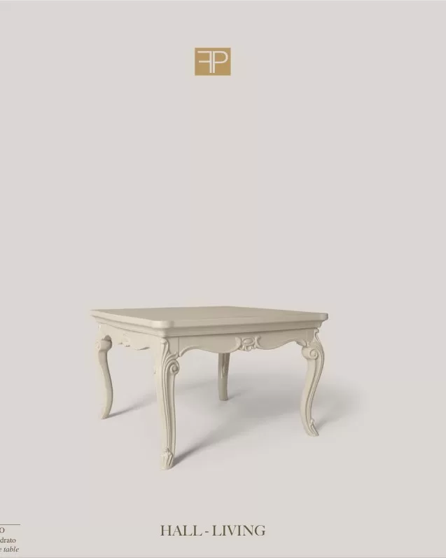 Opera Square Side Table by Francesco Pasi, hand-carved Opera pieces for the living room