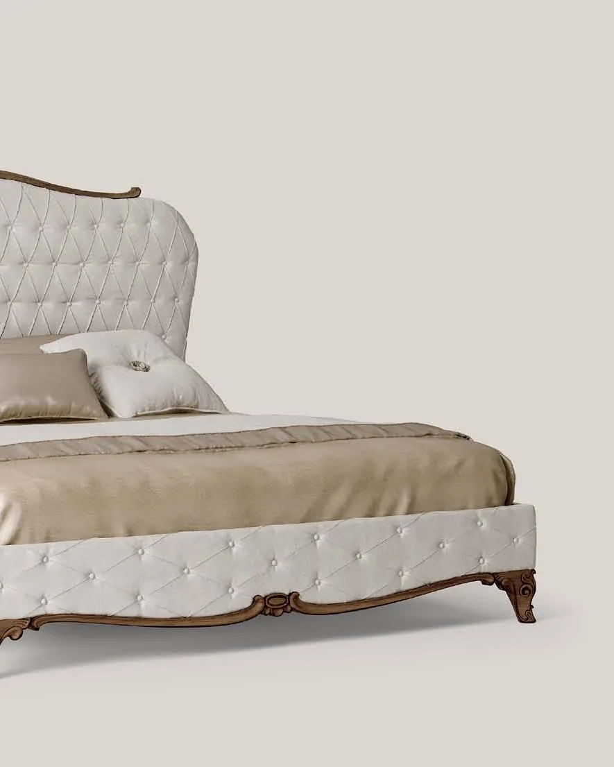 Opera Upholstered Bed, 200x200 cm by Francesco Pasi, Veneto carved furniture for the bedroom