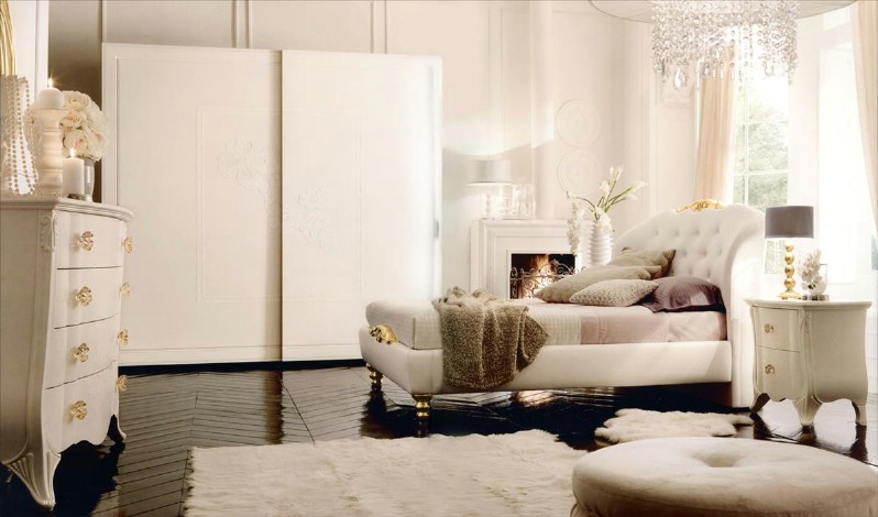 Classic white bedroom furniture Chloe - Luxury upholstered beds