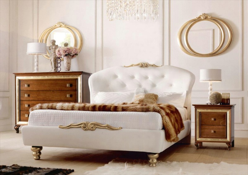 Classic white bedroom furniture Chloe - Luxury upholstered beds