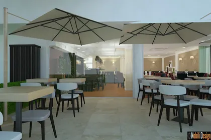 Interior design terrace restaurant in Monaco
