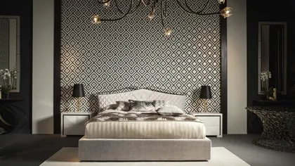 Upholstered bed Valentino. Dim 197 x 224 x 117-31h. (2)