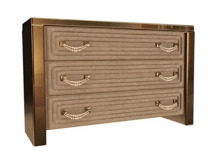 High End Italian Mirrored Suede Drawers Collier, luxury furniture
