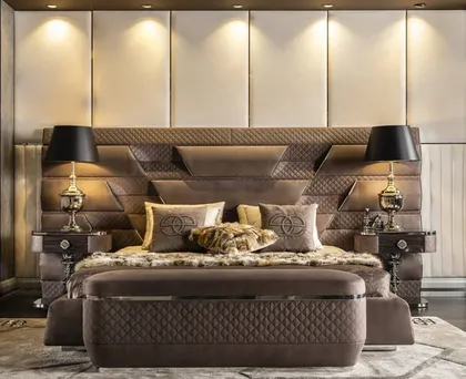 Composizione per camera da letto moderna della collezione Botega argento