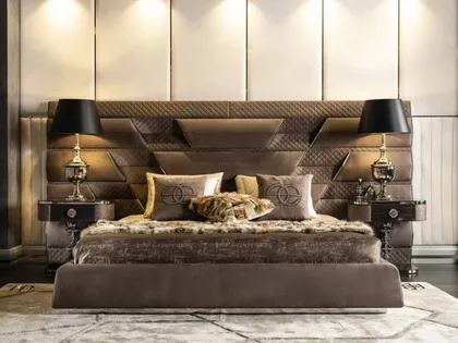 Letto imbottito per camera da letto Botega argento