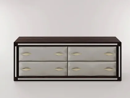 Luxury Modern Ebony And Damask Fabric Sideboard - Lotus