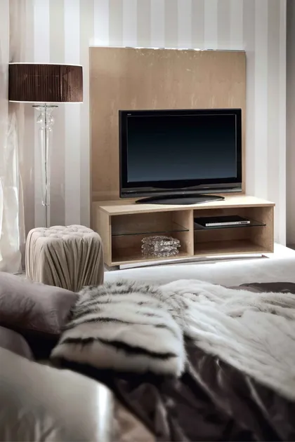 PORTA TV SUNRISE CON RIPIANI IN PELLE