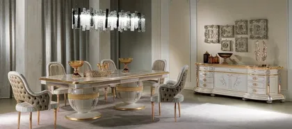 Dining Table With Mother of Pearl And Brass Inlay Sideboard Armchair, luxury furniture