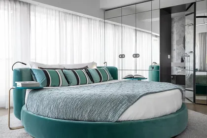 Letto rotondo per hotel, struttura letto moderna dalle forme organiche