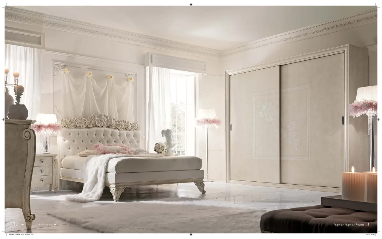 White traditional bedroom with dressing cabinet, for a classic master bedroom